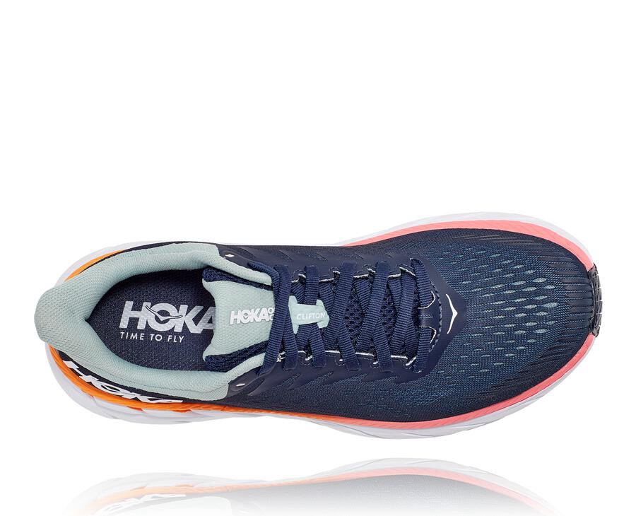 Tenis Hoka One One Feminino Azul Marinho/Branco - Clifton 7 - 561-AQDHOZ